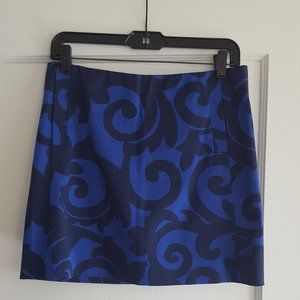 J. Crew black and blue patterned mini skirt
